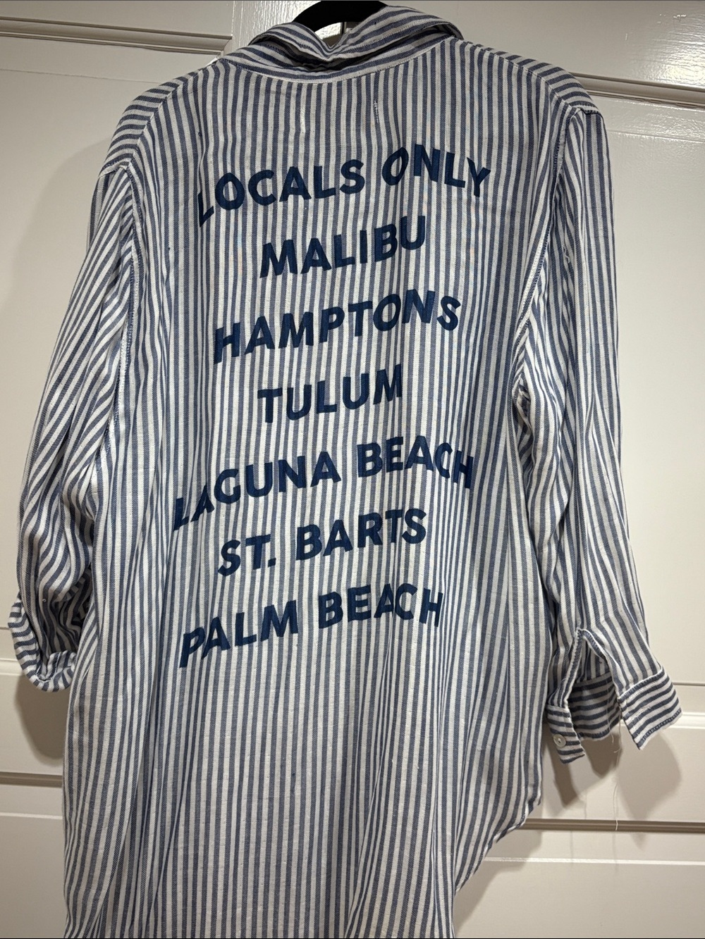 Striped Button-Up Shirt in Blue and White
